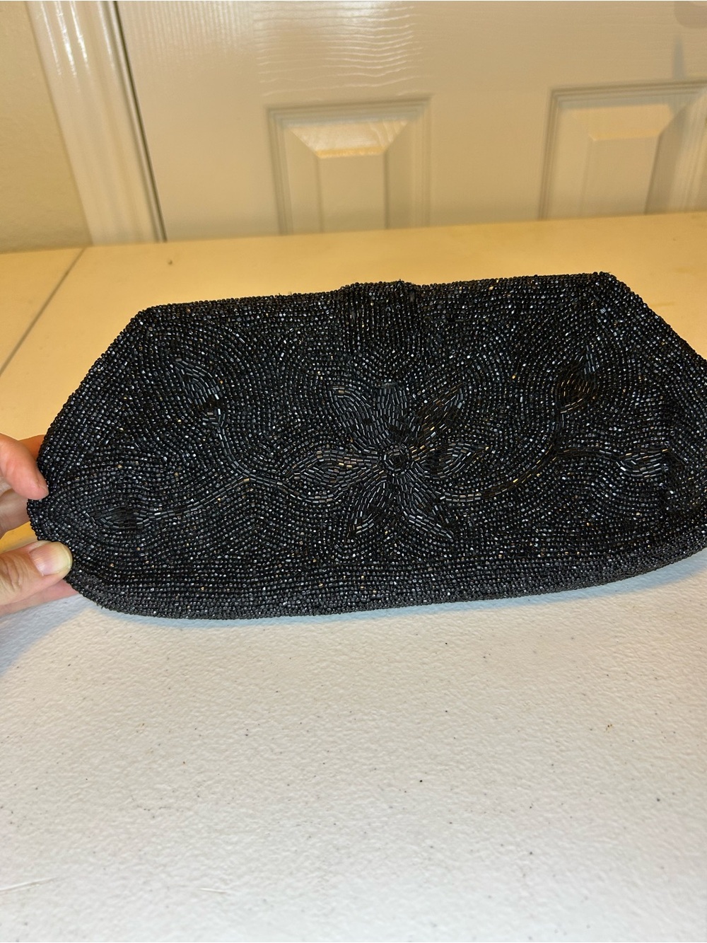 K&G Charlet Bag Paris Vintage 1940’s authentic Hand-Beaded Black Evening Clutch